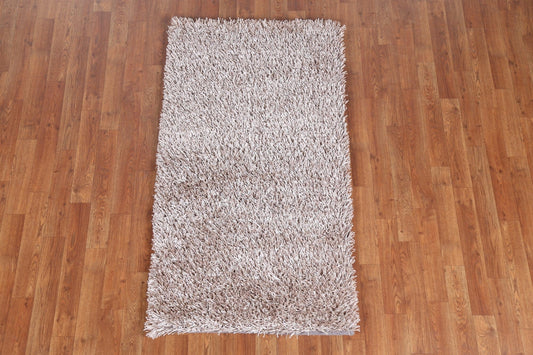 Modern Wool Shiny Shaggy Shag Oriental Rug 2x3