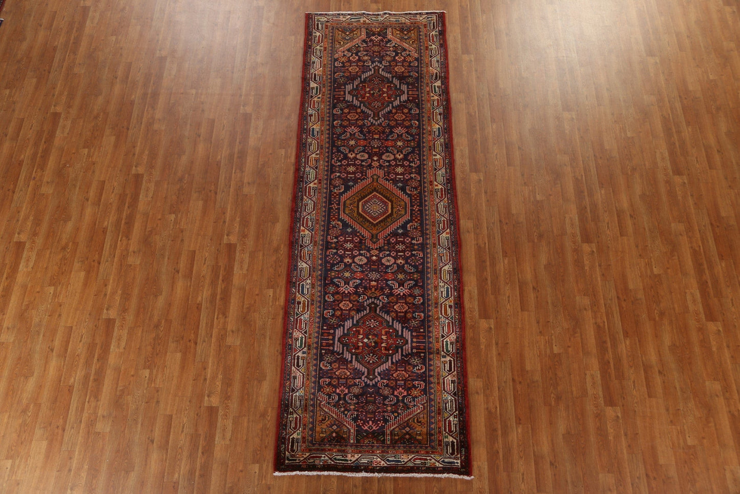 Geometric Hamedan Persian Runner Rug 3x11