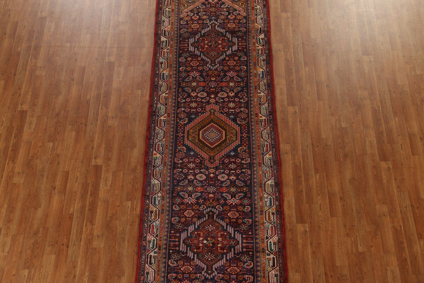 Geometric Hamedan Persian Runner Rug 3x11