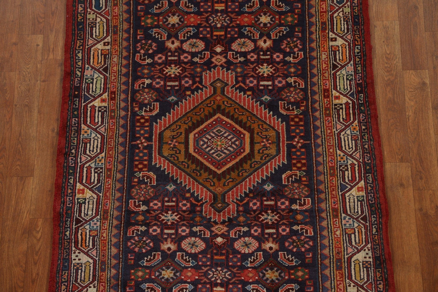 Geometric Hamedan Persian Runner Rug 3x11