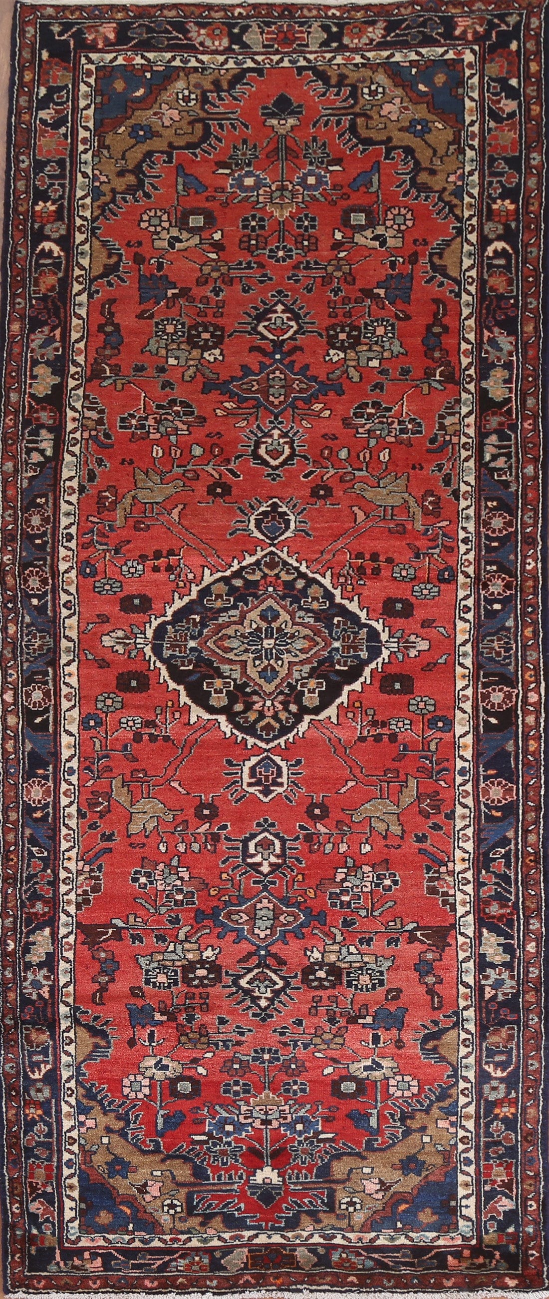 Animal Design Hamedan Persian Runner Rug 4x10