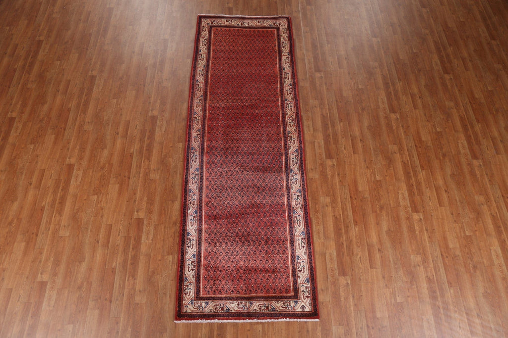 Geometric Red Botemir Persian Runner Rug 3x10