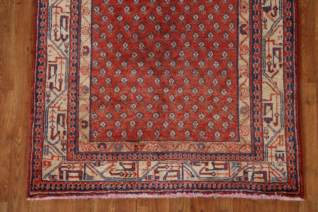 Red Boteh Botemir Persian Runner Rug 4x10