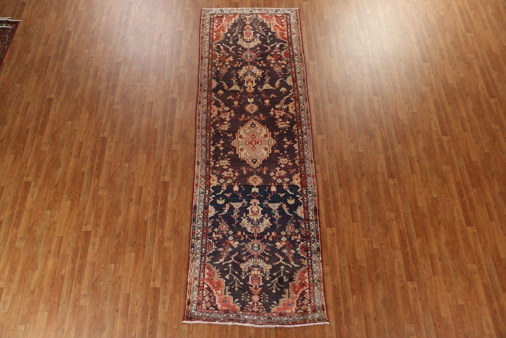 Vintage Wool Hamedan Persian Runner Rug 4x12