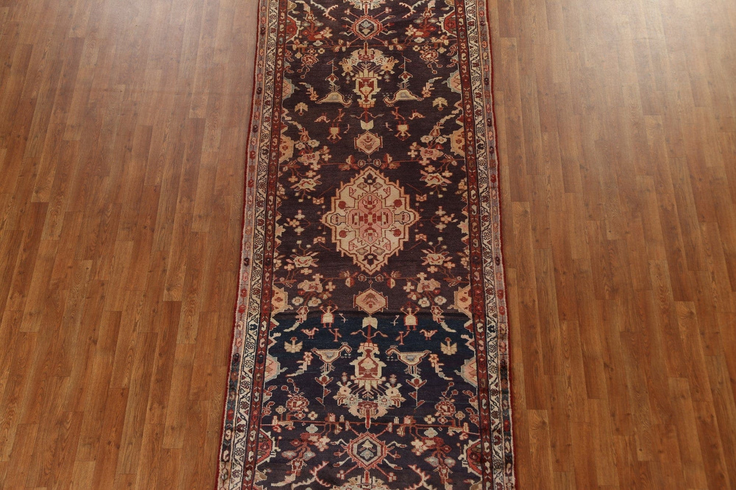 Vintage Wool Hamedan Persian Runner Rug 4x12