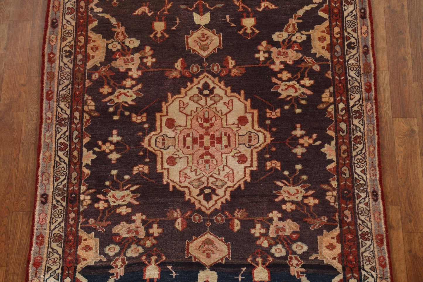 Vintage Wool Hamedan Persian Runner Rug 4x12