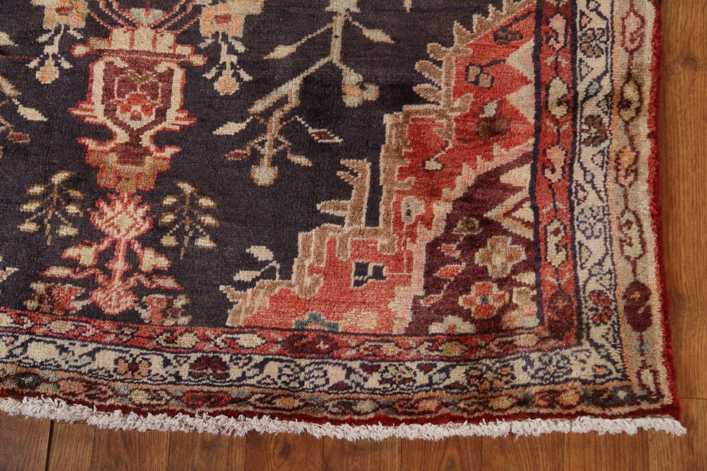 Vintage Wool Hamedan Persian Runner Rug 4x12