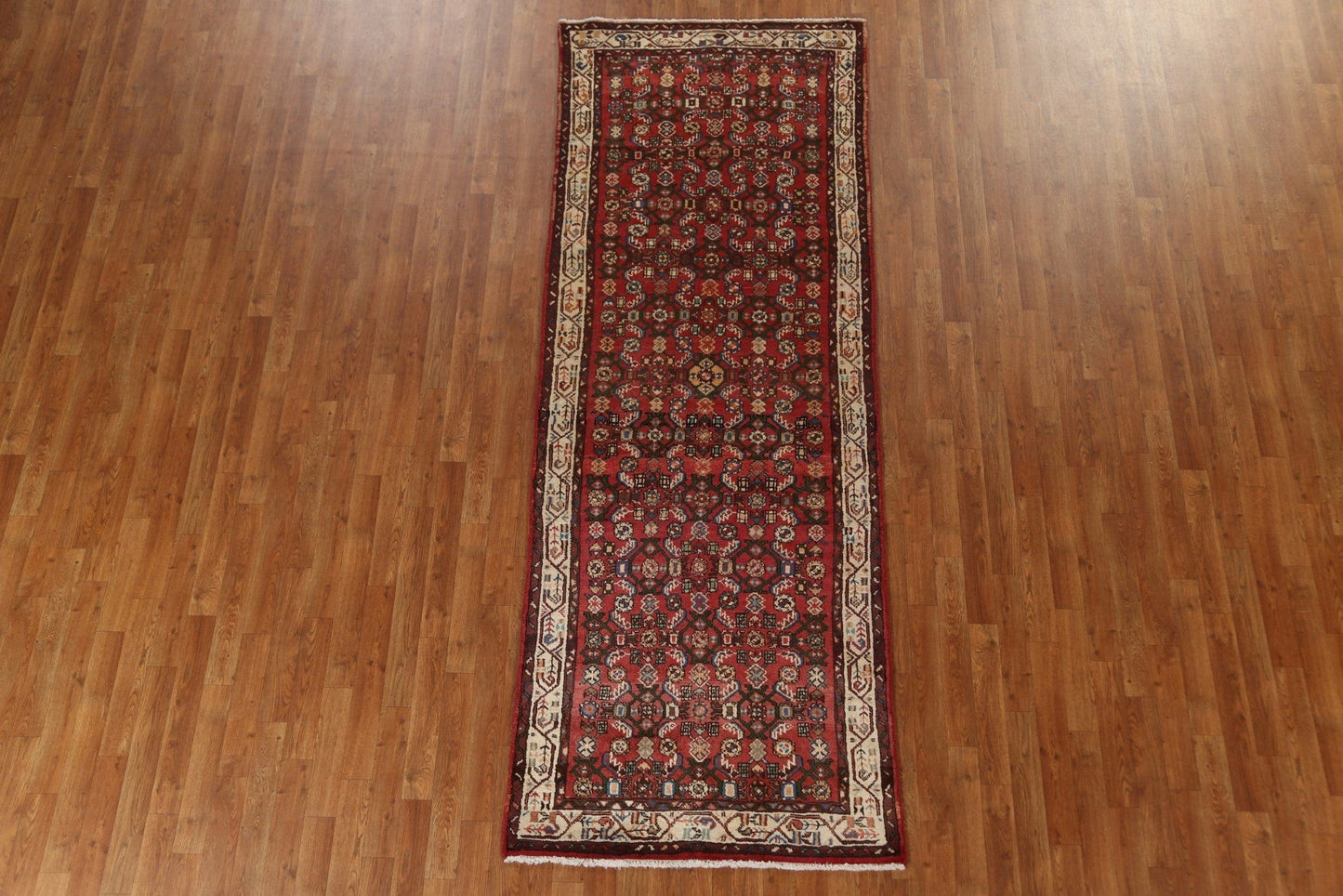 Red Geometric Malayer Persian Runner Rug 4x10