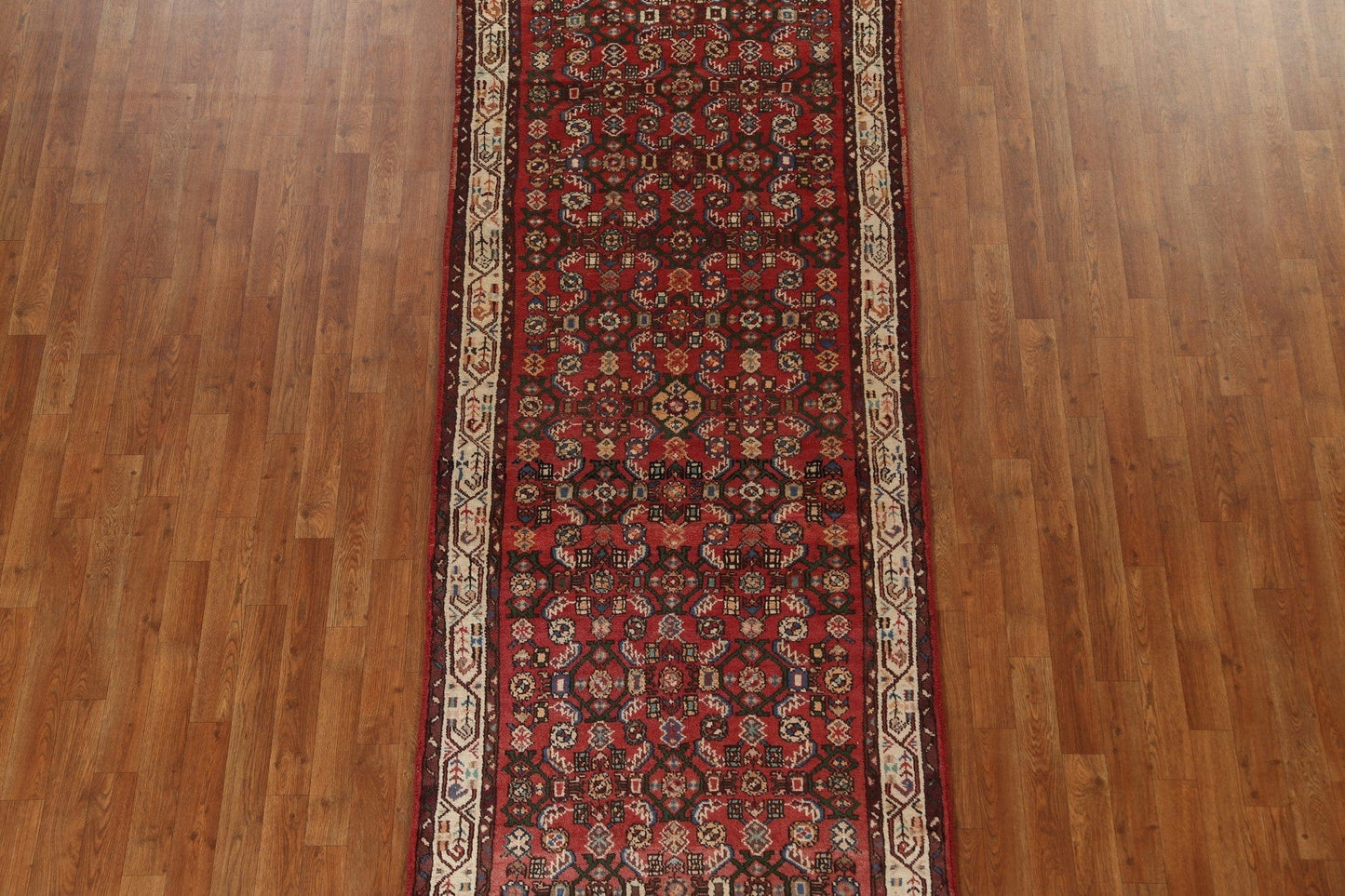 Red Geometric Malayer Persian Runner Rug 4x10