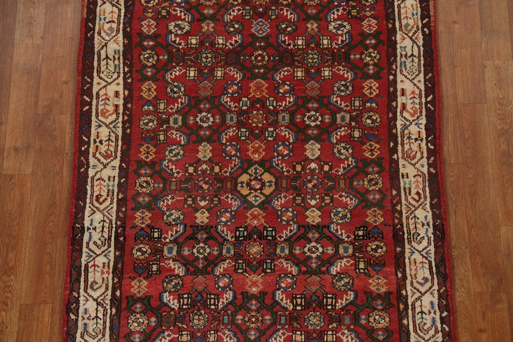 Red Geometric Malayer Persian Runner Rug 4x10