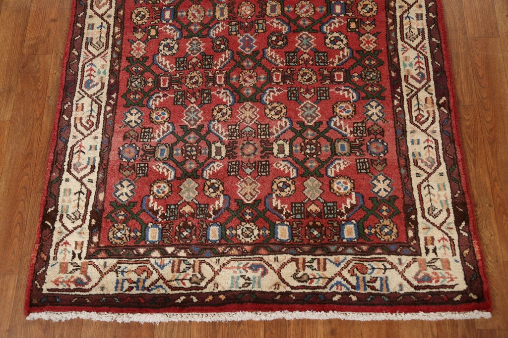 Red Geometric Malayer Persian Runner Rug 4x10