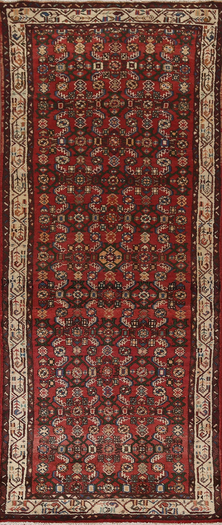 Red Geometric Malayer Persian Runner Rug 4x10