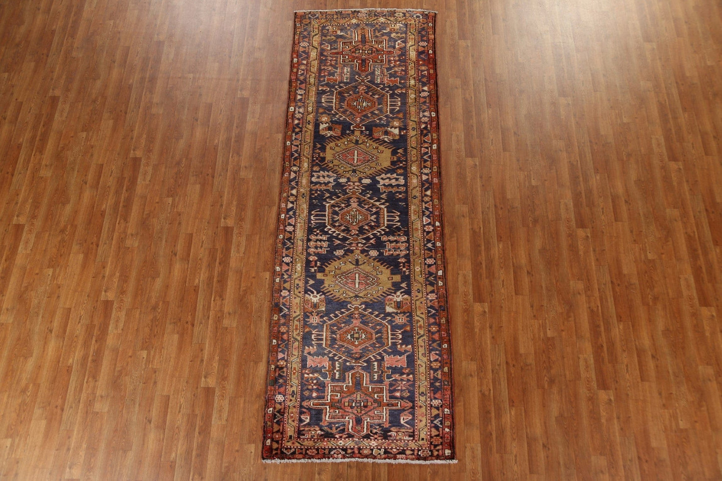 Vegetable Dye Heriz Serapi Persian Runner Rug 4x10