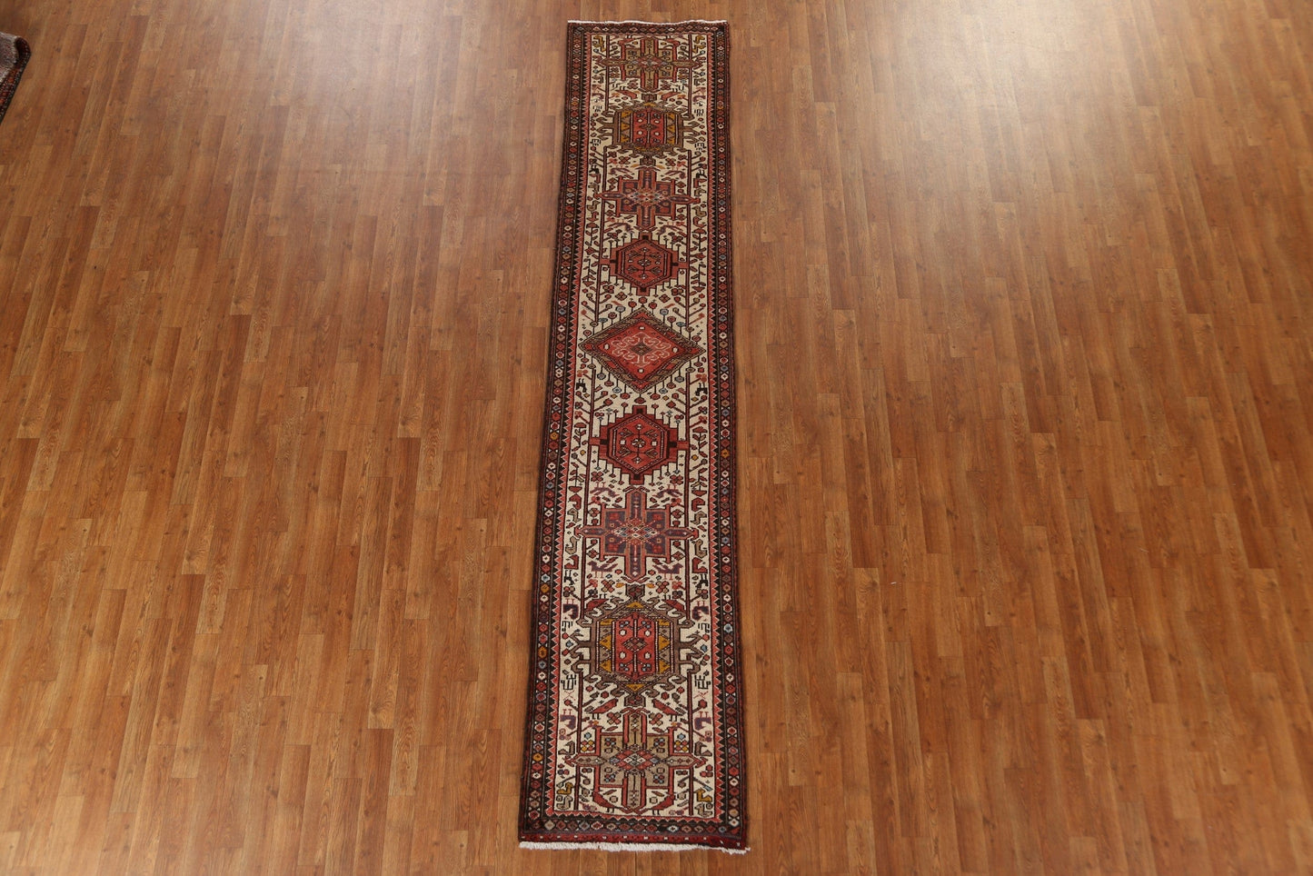 Vintage Geometric Heriz Persian Runner Rug 2x11