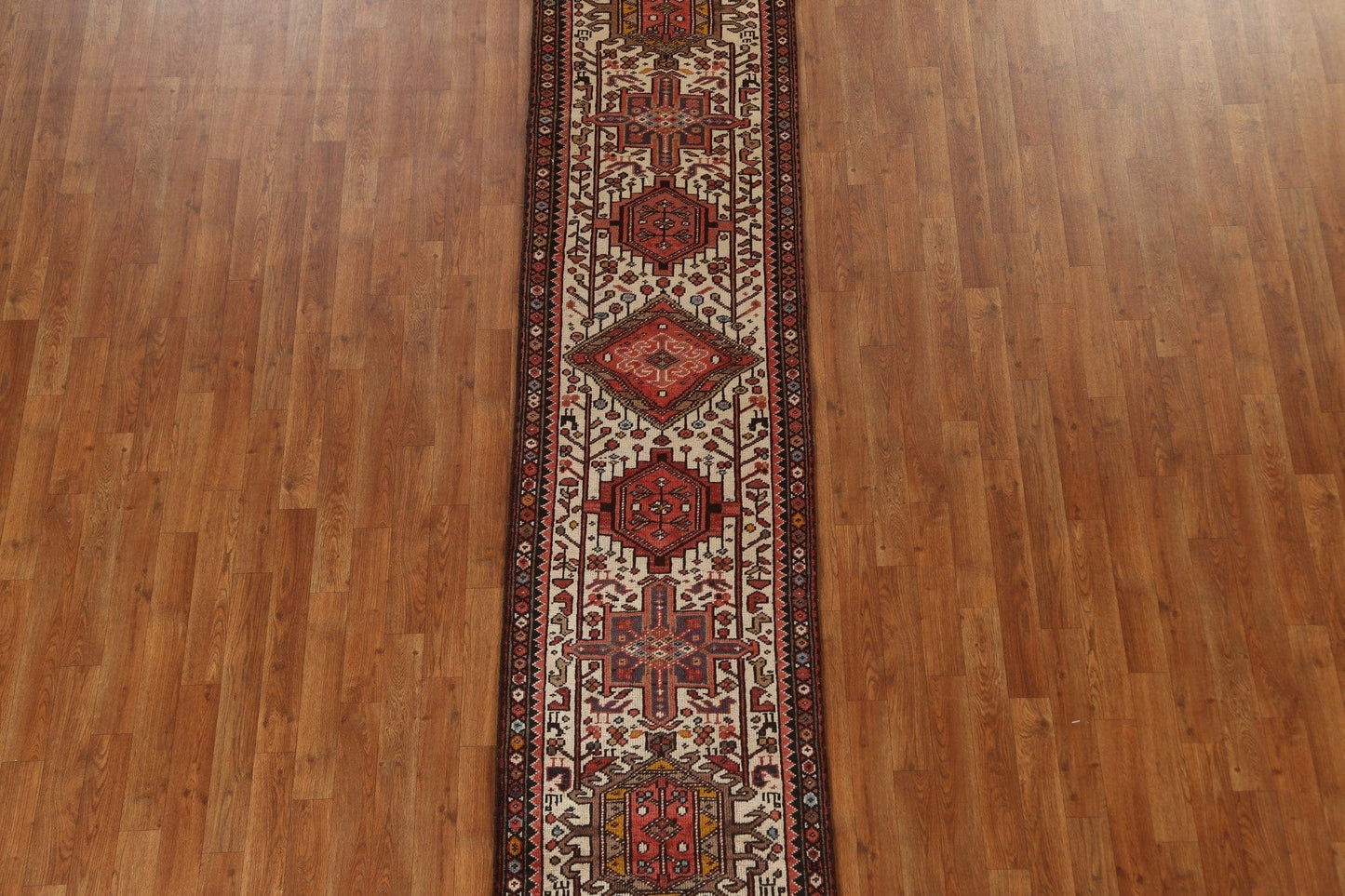 Vintage Geometric Heriz Persian Runner Rug 2x11