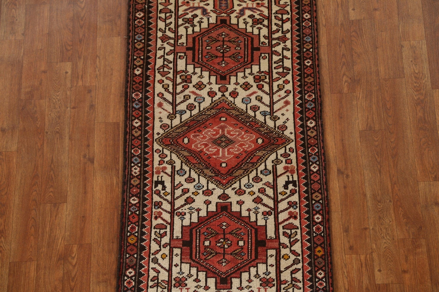 Vintage Geometric Heriz Persian Runner Rug 2x11