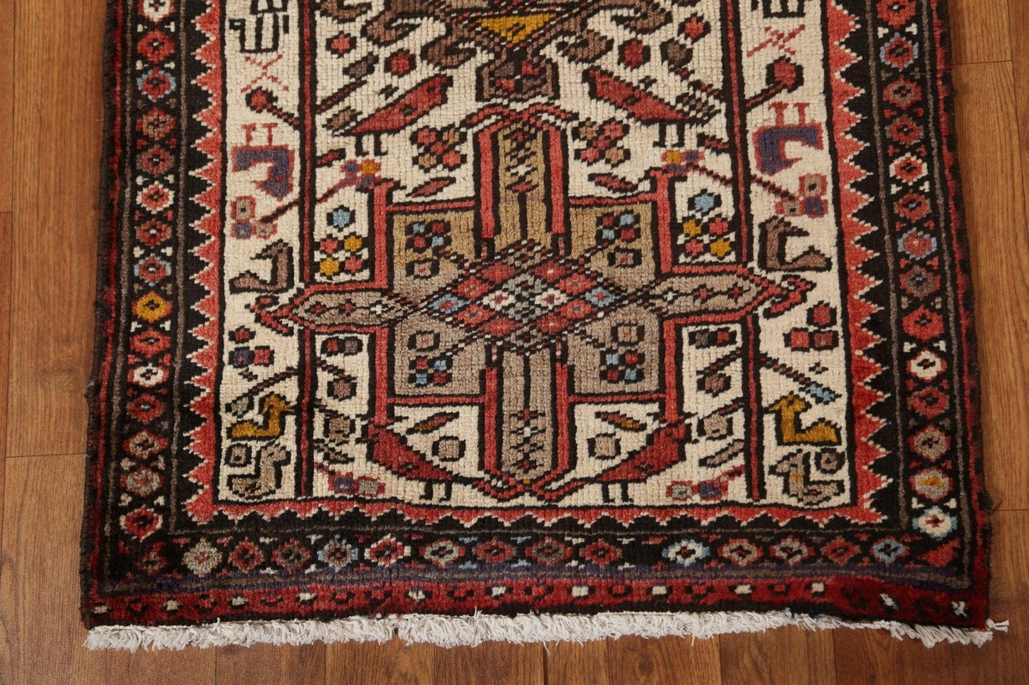 Vintage Geometric Heriz Persian Runner Rug 2x11