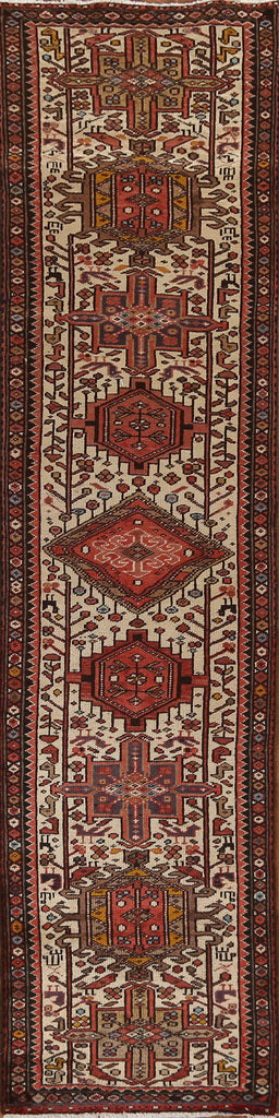 Vintage Geometric Heriz Persian Runner Rug 2x11