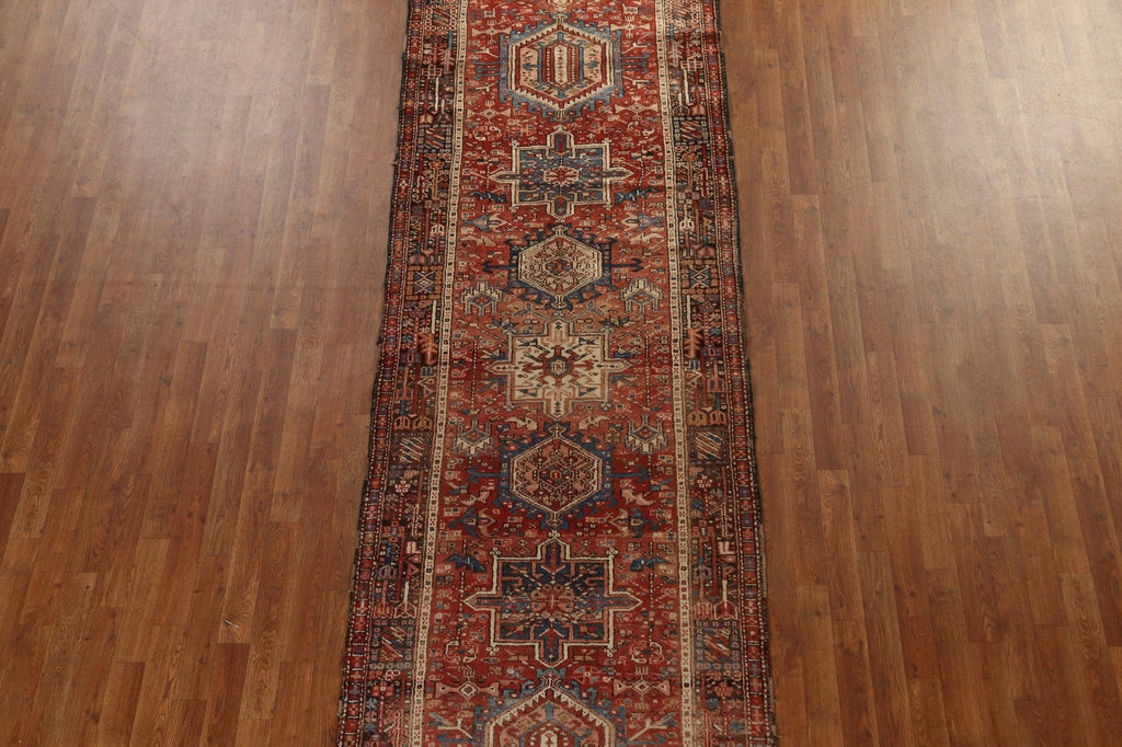 Tribal Geometric Gharajeh Persian Runner Rug 4x14