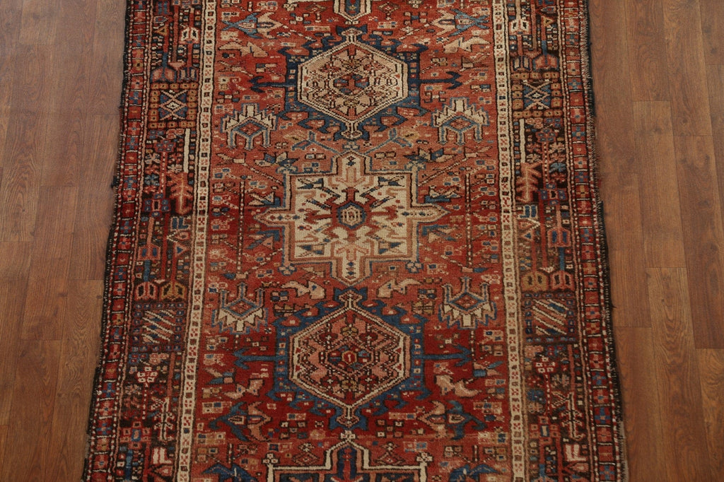 Tribal Geometric Gharajeh Persian Runner Rug 4x14