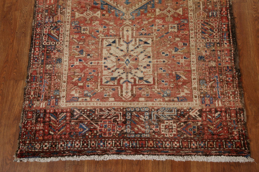 Tribal Geometric Gharajeh Persian Runner Rug 4x14