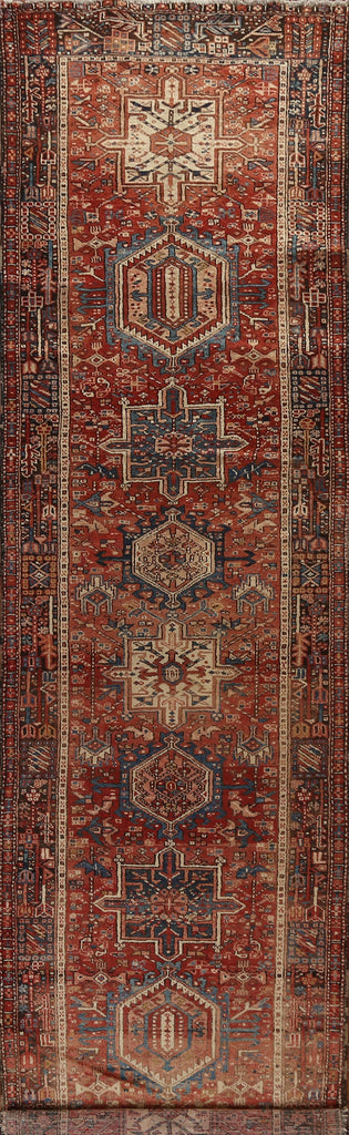 Tribal Geometric Gharajeh Persian Runner Rug 4x14