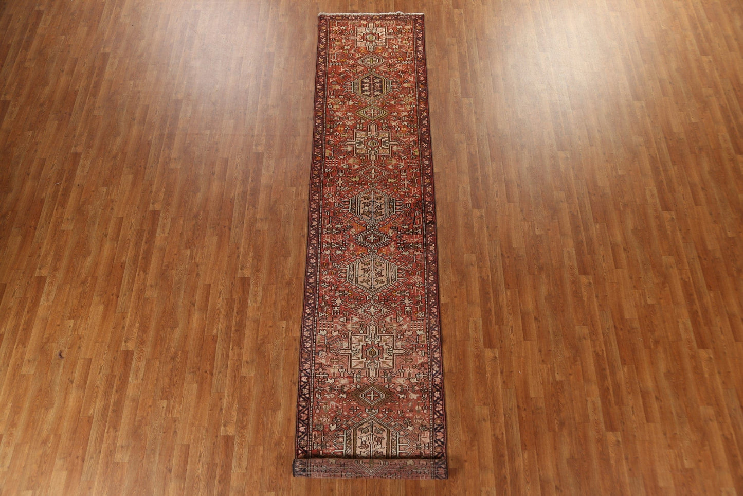 Tribal Geometric Gharajeh Persian Runner Rug 3x15