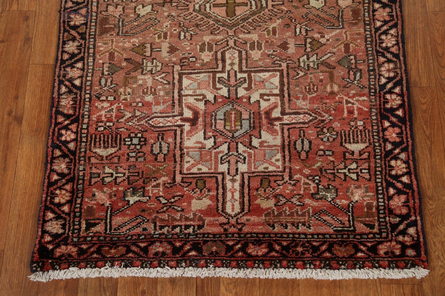 Tribal Geometric Gharajeh Persian Runner Rug 3x15