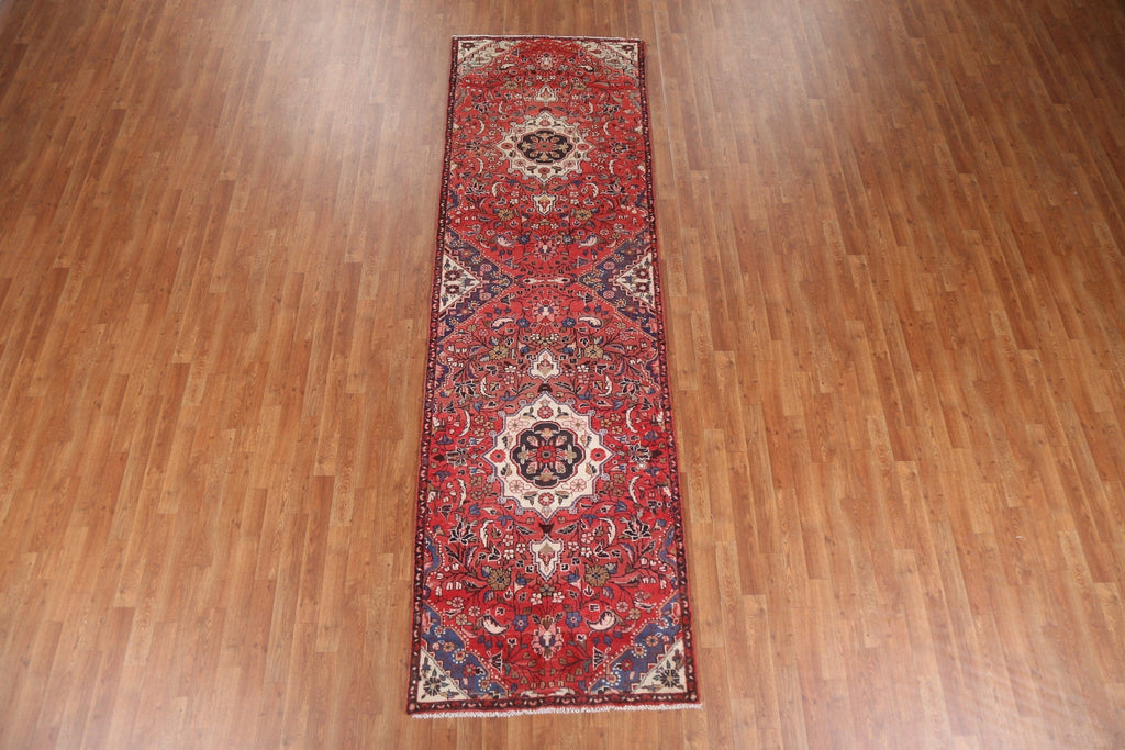 Floral Red Hamedan Persian Runner Rug 3x11