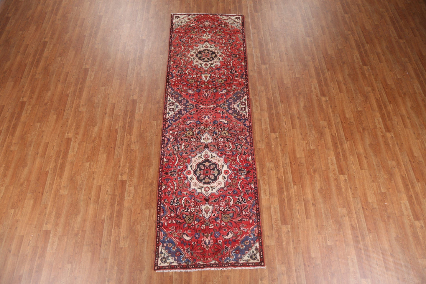 Floral Red Hamedan Persian Runner Rug 3x11