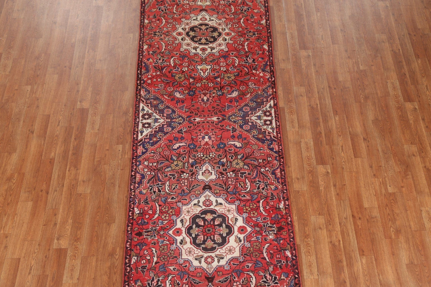 Floral Red Hamedan Persian Runner Rug 3x11