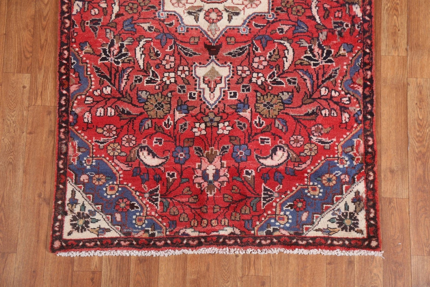 Floral Red Hamedan Persian Runner Rug 3x11