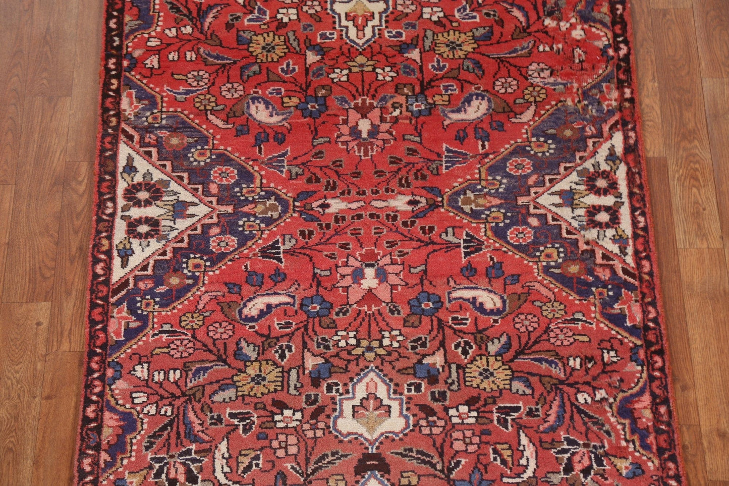 Floral Red Hamedan Persian Runner Rug 3x11