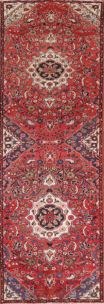 Floral Red Hamedan Persian Runner Rug 3x11