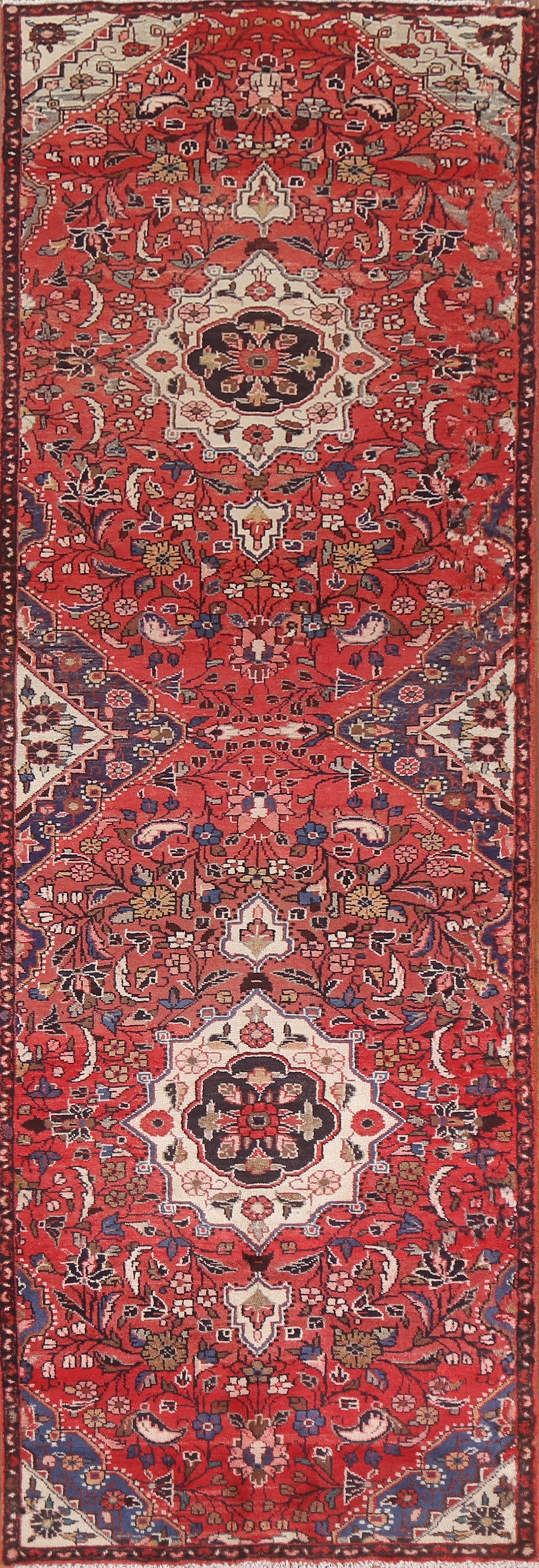 Floral Red Hamedan Persian Runner Rug 3x11