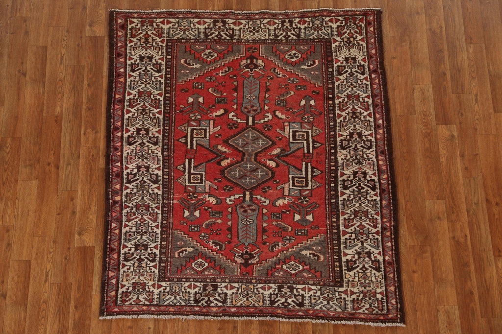 Tribal Red Wool Malayer Persian Area Rug 4x5