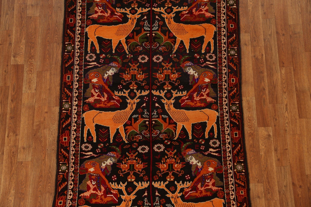 Animal Pictorial Shiraz Persian Area Rug 4x7