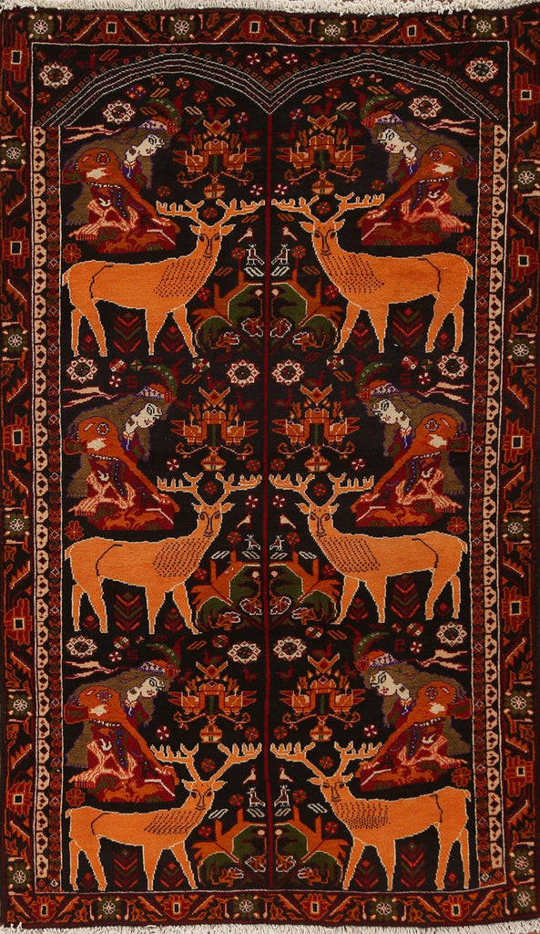 Animal Pictorial Shiraz Persian Area Rug 4x7