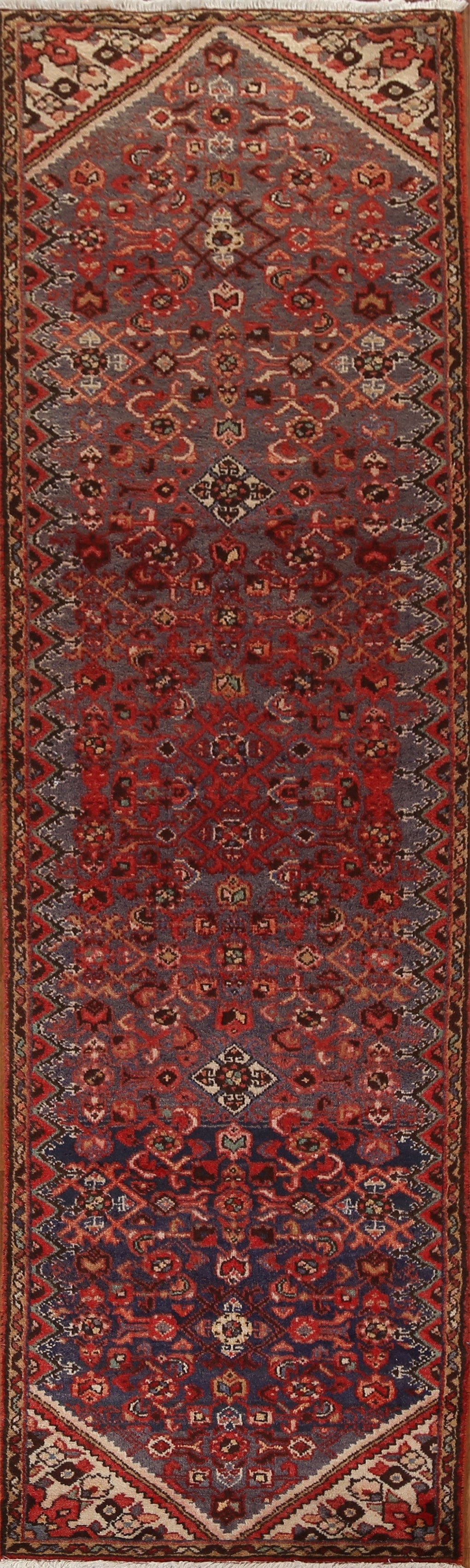 Vintage Wool Hamedan Persian Runner Rug 2x9