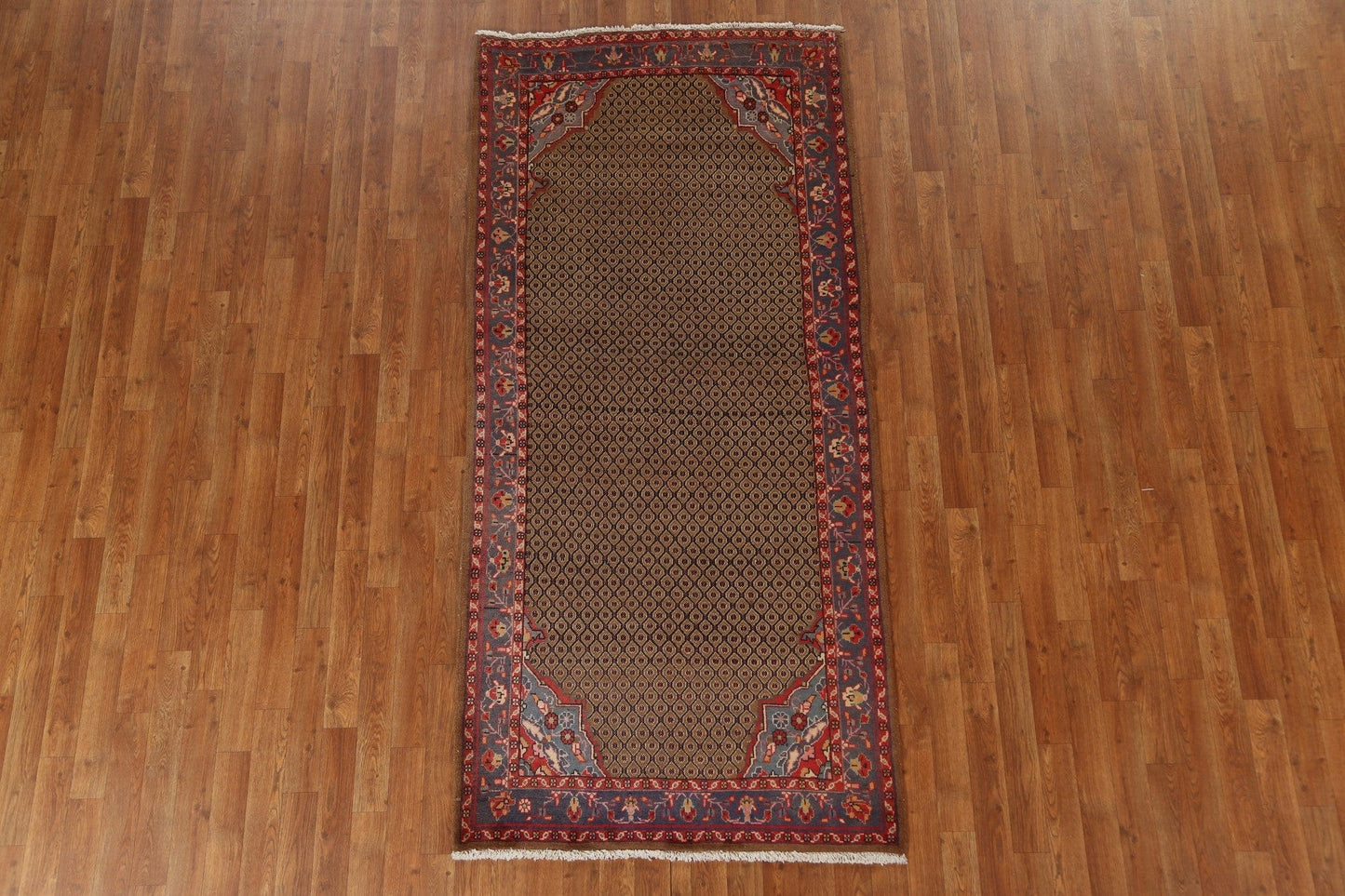 Brown Wool Meshkin Persian Area Rug 4x8