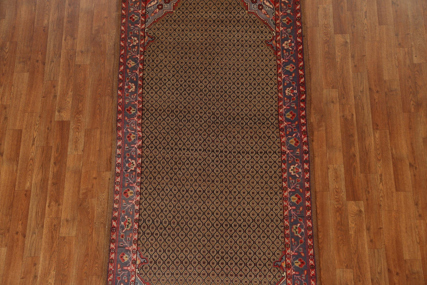 Brown Wool Meshkin Persian Area Rug 4x8