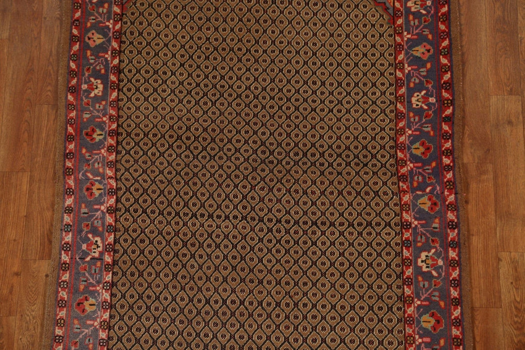 Brown Wool Meshkin Persian Area Rug 4x8