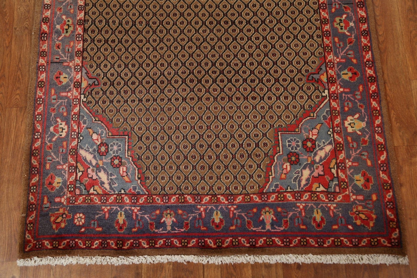 Brown Wool Meshkin Persian Area Rug 4x8