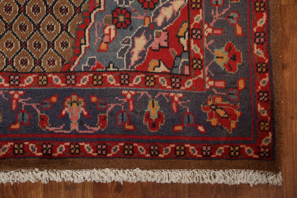 Brown Wool Meshkin Persian Area Rug 4x8