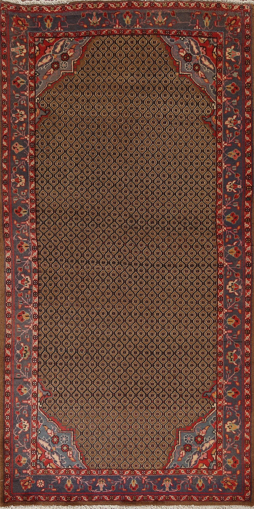 Brown Wool Meshkin Persian Area Rug 4x8