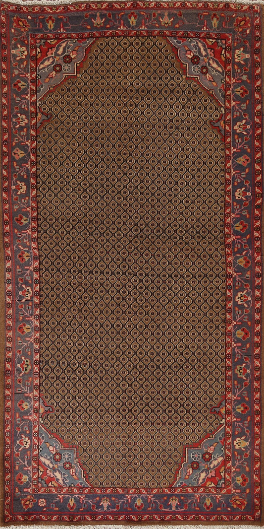 Brown Wool Meshkin Persian Area Rug 4x8