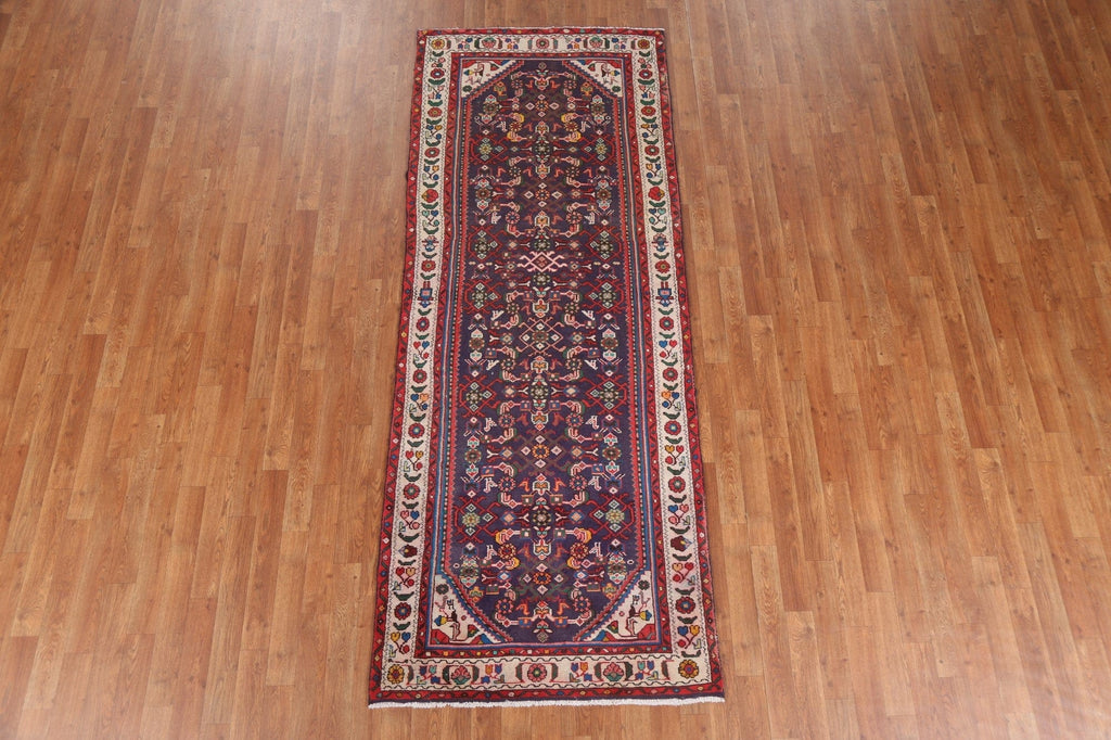 Navy Blue Hamedan Persian Runner Rug 3x9