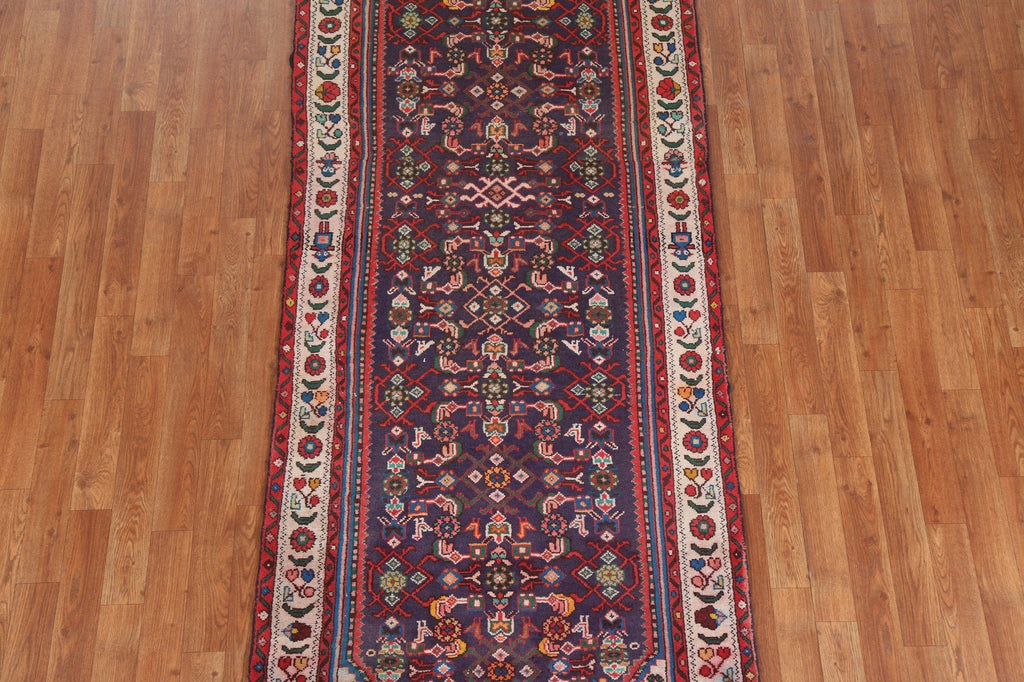 Navy Blue Hamedan Persian Runner Rug 3x9