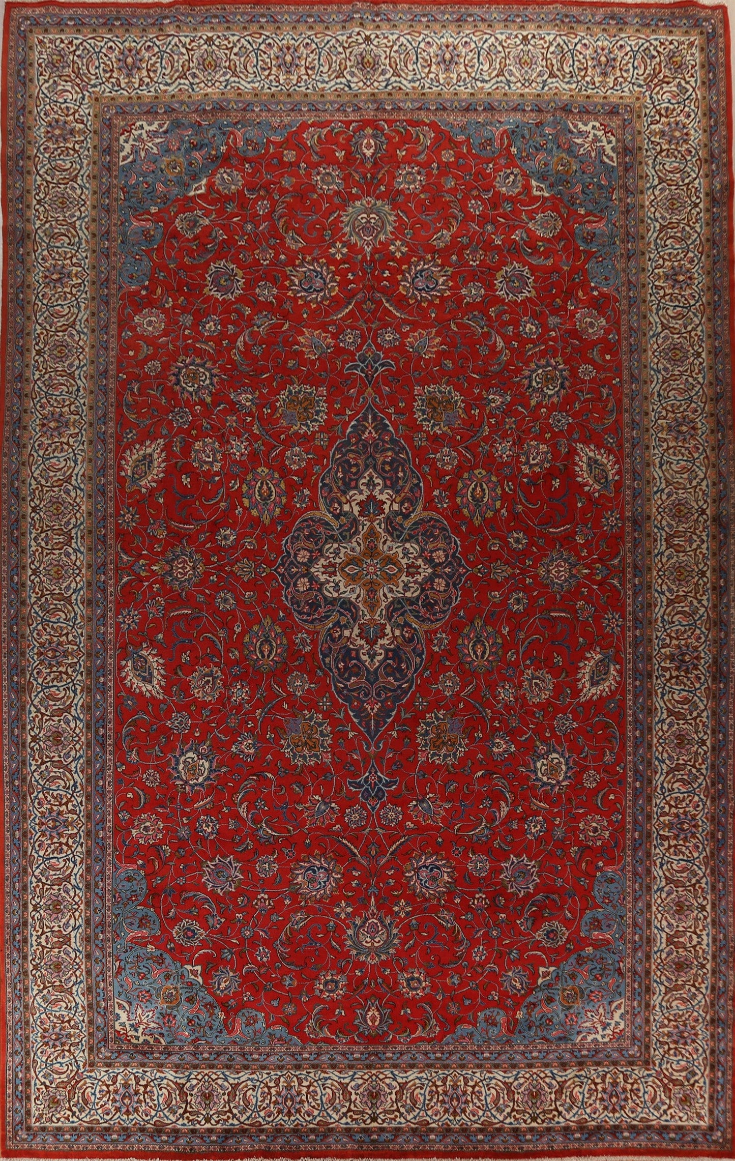 Vegetable Dye Red Sarouk Large Persian Rug 13x19