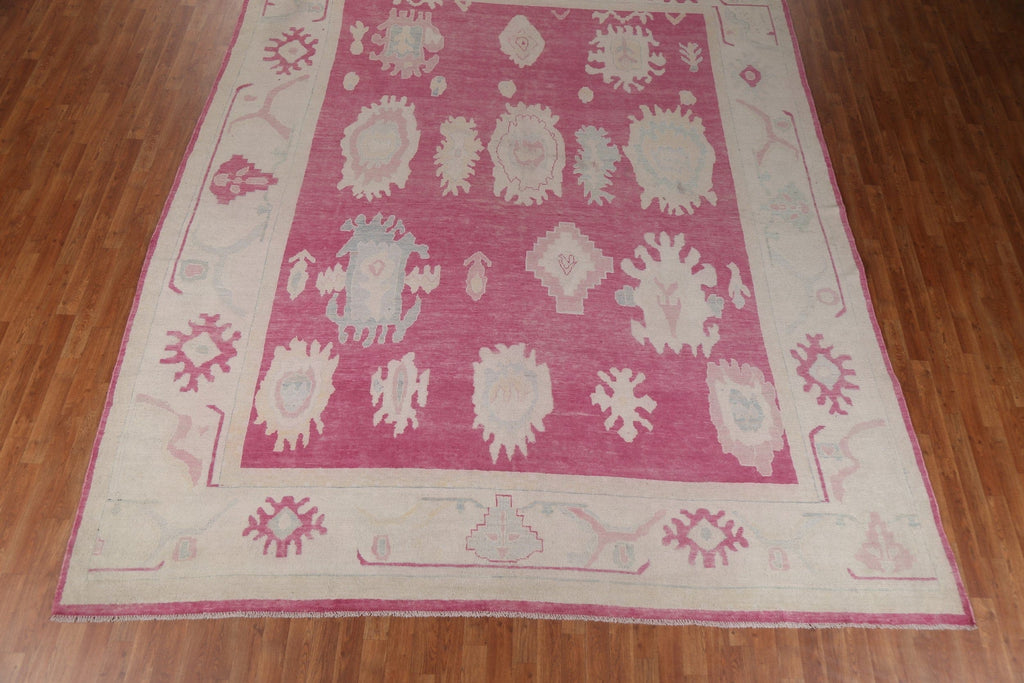 Vegetable Dye Large Oushak Oriental Wool Rug 11x13